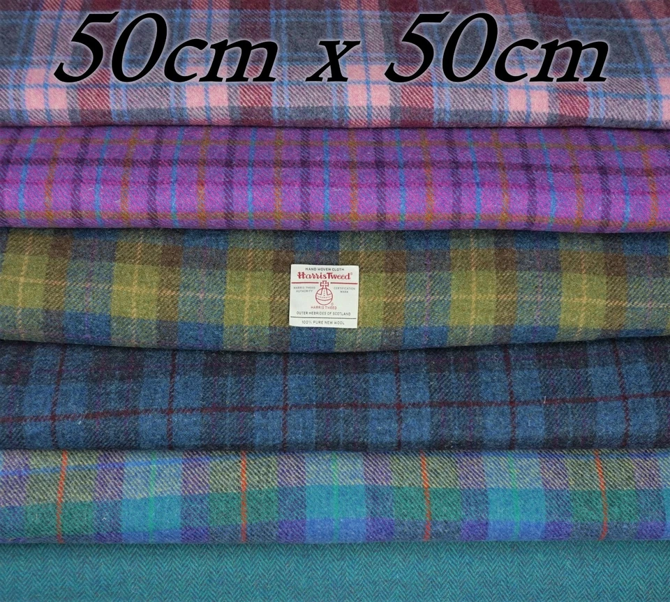 Harris Tweed Fabric  100% wool Craft Material  50cm x 50cm  - various Colours. - Image 1 of 1