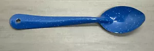 Vintage 12 Zoll hellblau Emaille Servierlöffel gesprenkelt blau/weiß Granitware - Bild 1 von 6