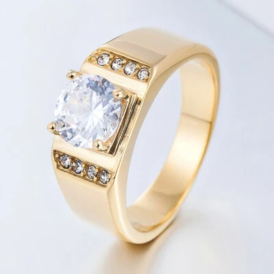 Anillos de boda para hombre joyas de compromiso anillo de boda de circón único acero inoxidable Foto 1 de 4