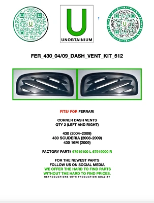 FITS/FOR FERRARI 430 (2005-2010) DASH VENT KIT PART# 67919100, 67919000 - Image 1 of 4