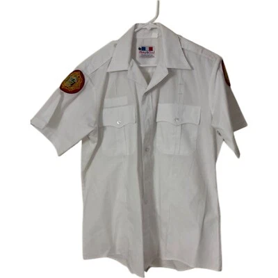 Camisa con botones Flying Cross Miami Dade Dept para hombre talla 16 blanca manga corta Foto 1 de 4