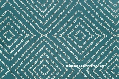 Indian Hand Block Print Cotton Natural Handmade Polka Dot Square Fabric 3 Yard - Image 1 of 4