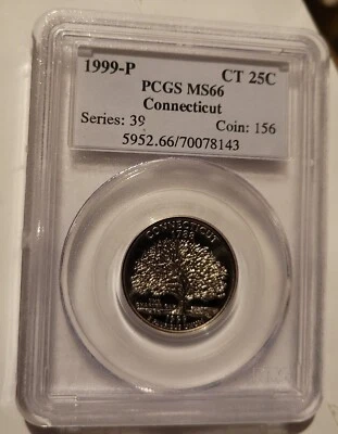 1999-P Connecticut Quarter PCGS MS 66 No Reserve - Image 1 of 2