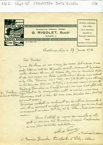 Dépt 45 - Chatillon sur Loire - Belle Entête d'un Hôtel du 27/01/1930 A Voir !!! - Picture 1 of 1