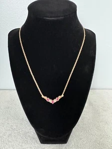 Nissko Solid 10k Yellow Gold Ruby and  Diamond accent  Necklace 4.85 grams - Picture 1 of 9