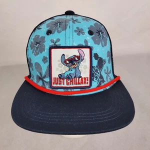 Disney Parks Lilo Stitch Just Chillax Truckermütze Druckknopflasche hawaiianisches Blumenmuster - Bild 1 von 7