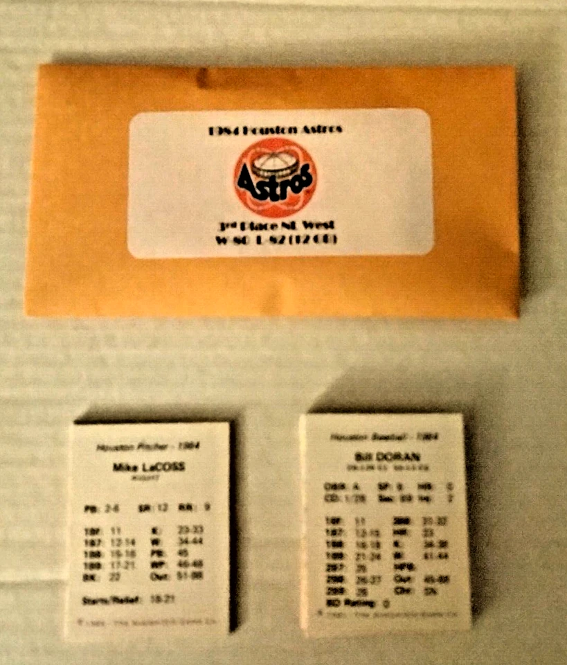 Juego de equipo de béisbol profesional Statis de los Houston Astros 1984 ORIGINAL Foto 1 de 1