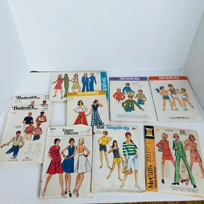 Vintage Simplicity Pattern Men’s woman’s kids  1975 some cut  lot of 9 Vogue 60s - Image 1 of 4