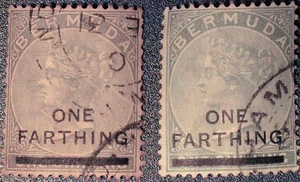 Bermuda - QV - 1901 - One Farthing Surcharge  on 1s - ULH - SG 30/30b - Picture 1 of 2