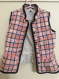 Janie and Jack Picnic Coral Rosa Naranja Cuadros Otoño Acolchado Precioso Chaleco-5-6preOwd - Imagen 1 de 11