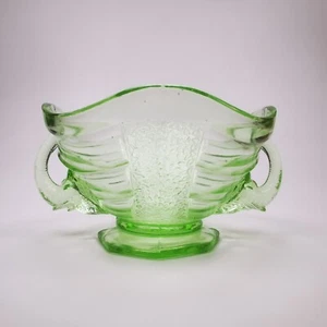 ~ Vintage ~ Sowerby 2614 ~ grünes Glas Bon Bon Schale / Schale ~ Elefantengriffe ~ - Bild 1 von 12