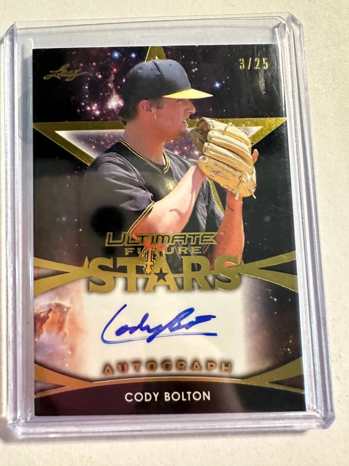 K85,654- 2019 Leaf Ultimate Draft Future Stars Gold #FSCB3 Cody Bolton Auto #/25 - Image 1 of 1