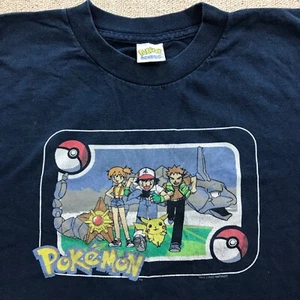 VINTAGE 90s Pokemon Shirt Boys Medium Blue Nintendo Distressed Kids Tee - Picture 1 of 14