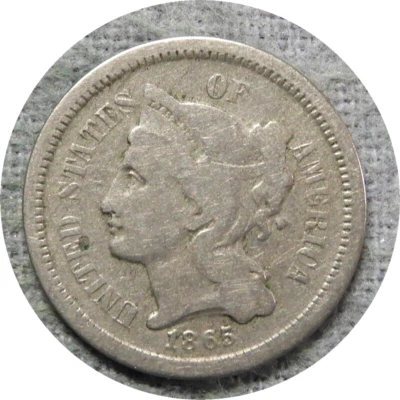 elf Three Cents Nickel  1865   E71 - Image 1 of 2