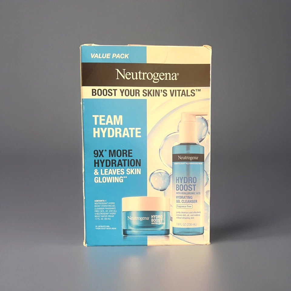 New Neutrogena Hydro Boost Skin Care Set Team Hydrate Face Cleanser & Cream NIB - Image 1 of 1