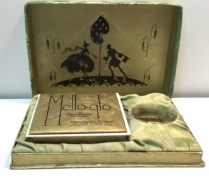 Vintage Mello-glo Powder Box Powder Compact Original Box Art Deco Unused - Bild 1 von 11