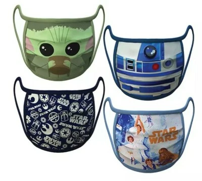 Youth Medium Disney Authentic Star Wars Yoda R2D2 Jedi Cloth Face Masks In hand - Image 1 of 4