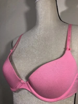 VICTORIA SECRET Cotton 32B 32 B Lined Demi Bra Sexy Pink EUC - Image 1 of 4