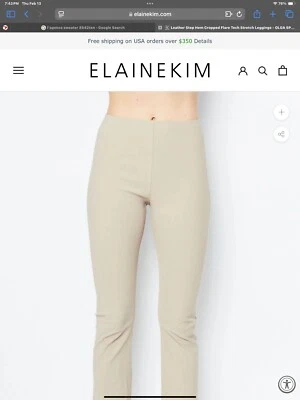 Elaine Kim Olga Leather Step Hem Cropped Flare Tech Stretch Pants Size small  - Image 1 of 4