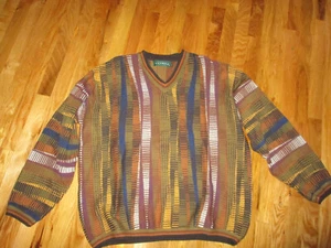Men's Tundra Canada Colorful Coogi Style Cosby V Neck Sweater Size XXL 2XL - Picture 1 of 5