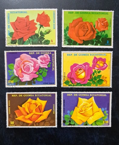 Equatorial Guinea 1979 Set of 6 Rose Postage Stamps-Canceled NH Cover
