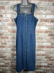 Vintage Tesco Items Sz 12 Denim Overalls Dress - Picture 1 of 12