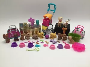 Barbie Doll Pet Dog Lot Food Toys Bowls Stroller Carry Bag Bobble Head Mud Bone - Picture 1 of 8