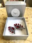 CHRISTIAN DIOR Vintage Clip Earrings Germany 1958 Red  Faceted Navette Crystals
