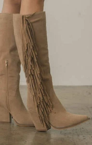 OASIS SOCIETY OUT WEST - Knee-High Fringe Boots - Picture 1 of 14