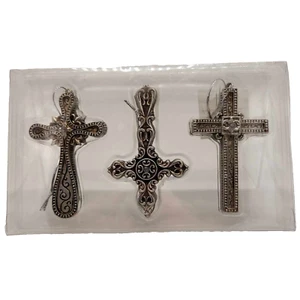 Hobby Lobby 6 Pc Silver Toned Filigree Nativity Cross Christmas Ornaments NEW - Picture 1 of 6