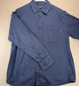 Eddie Bauer Cotton Flannel Shirt Blue L Men's Western Demin-Look Soft Worn - Picture 1 of 8