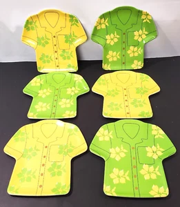 6 Aloha Hawaiian Shirt Party Plates Melamine 8"X7" READ - Picture 1 of 8