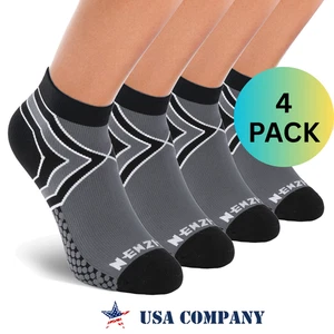 4 Pack | NEWZILL Low Cut Compression Socks for Women and Men, Best Running Socks - Picture 1 of 75