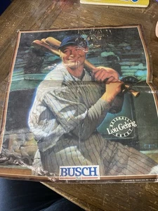 Poster promozionale pubblicità baseball 17x15 Busch Beer Lou Gehrig 1989 vintage PBNM - Foto 1 di 2