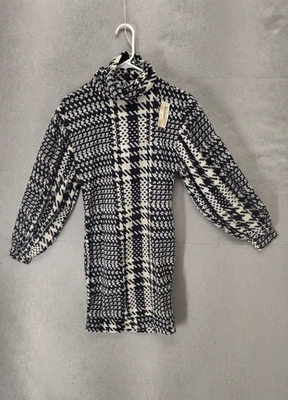 Pullover Monaco Mujer Pequeño Negro Blanco Pata de Gallo Capucha Cuello Manga Larga Suave Foto 1 de 4