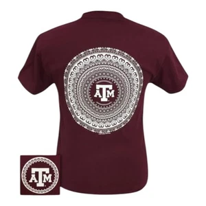 Texas A&M T-Shirt Größe L weinrot Mandala Design Muster - Bild 1 von 7