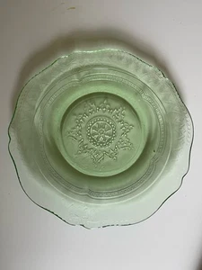 Federal Glass Uranium Bread Plate Patrician Green Depression 6 1/4” - Picture 1 of 3