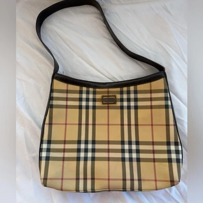 Bolso vintage a cuadros Burberry Nova Check amarillo y marrón Foto 1 de 4