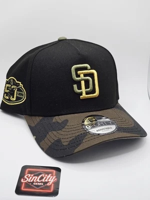 New Era San Diego Padres 2 Tone Camo Brim 9forty A-Frame Snapback Hat Cap  - Image 1 of 4
