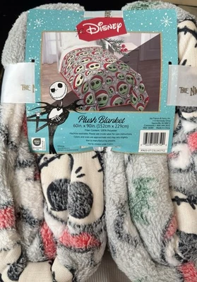 Disney Nightmare Before Christmas Glow In The Dark Plush Blanket -Santa Jack-NEW - Image 1 of 4