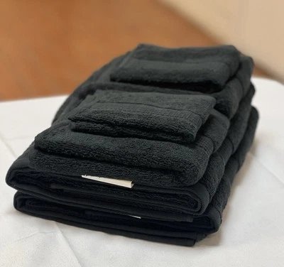 New 6 Piece Bath Towel Set- Black - Image 1 of 4