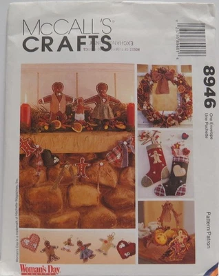 McCall's 8946 Gingerbread man/woman Christmas decor, ornaments pattern, uncut - Image 1 of 4