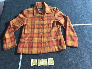NY & CO BLAZER WOMEN MED TARTAN PLAID RED BROWN OFFICE WEAR VINTAGE JACKET - Picture 1 of 12