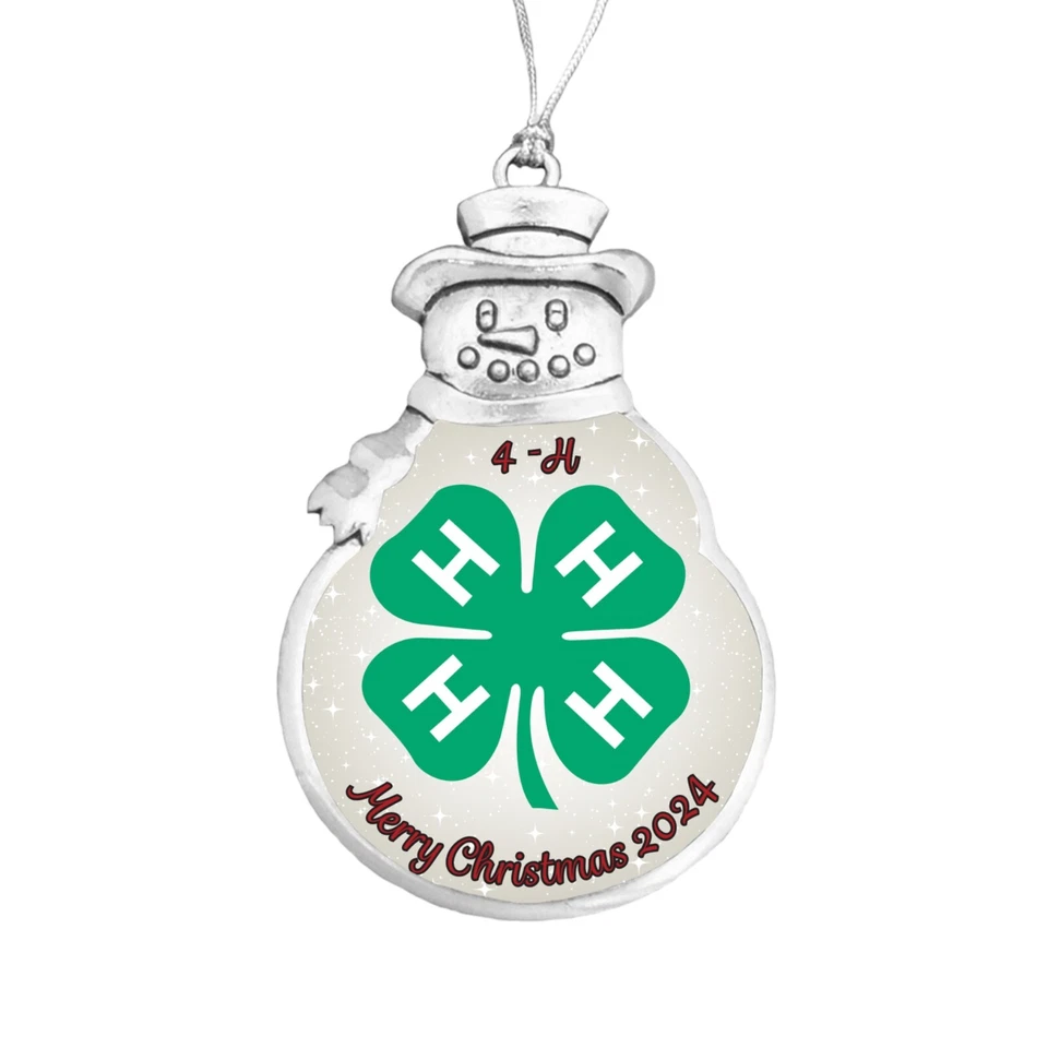 4-H Club Muñeco de Nieve Feliz Navidad 2024 Plata Metal Adorno Regalo Agri Foto 1 de 1