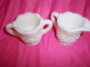 Vintage Westmoreland Individual Milk Glass Sugar & Creamer Quilt Pattern - Picture 1 of 5