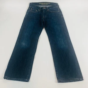Pantalones de mezclilla rectos originales American Eagle para hombre 26 x 28 (26 x 27) azul lavado oscuro - Imagen 1 de 10