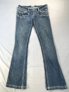 Antik Jeans Womens 29 Flare Low Rise Dark Wash Embroidered (32X32 Cowboy Western - Picture 1 of 18