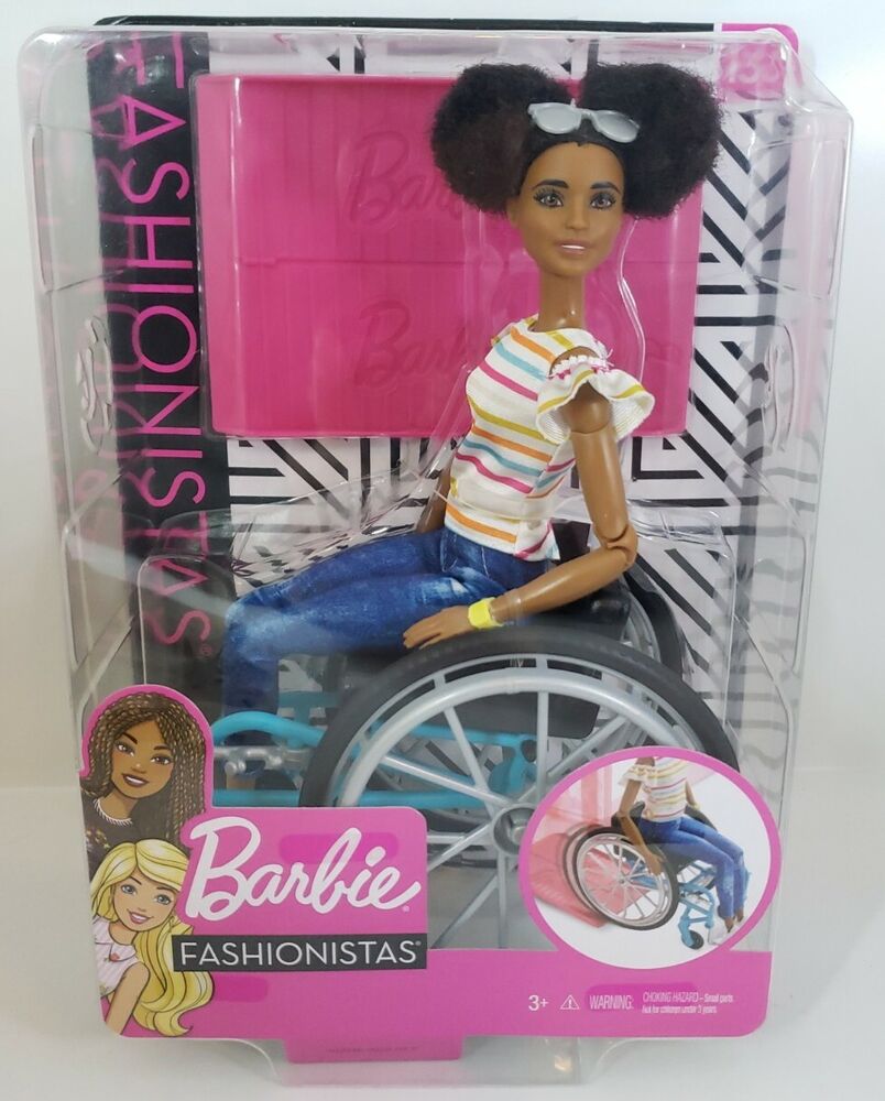 Mattel 2018 Barbie FASHIONISTAS AA BARBIE Doll 133 WHEELCHAIR & RAMP #GGV48 NRFP