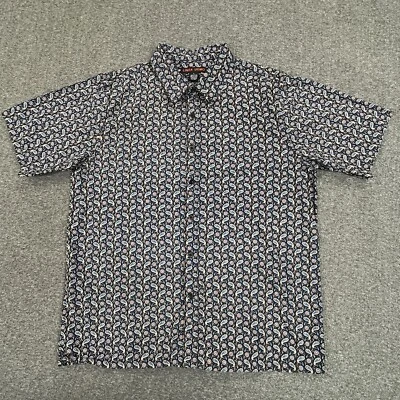 Camisa Linea Uomo Para Hombre Grande Manga Corta Abotonada Azul Paisley Foto 1 de 4