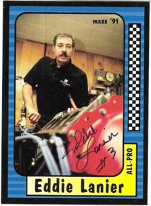 Eddie Lanier signed 1991 MAXX trading card #215 NASCAR RCR 2